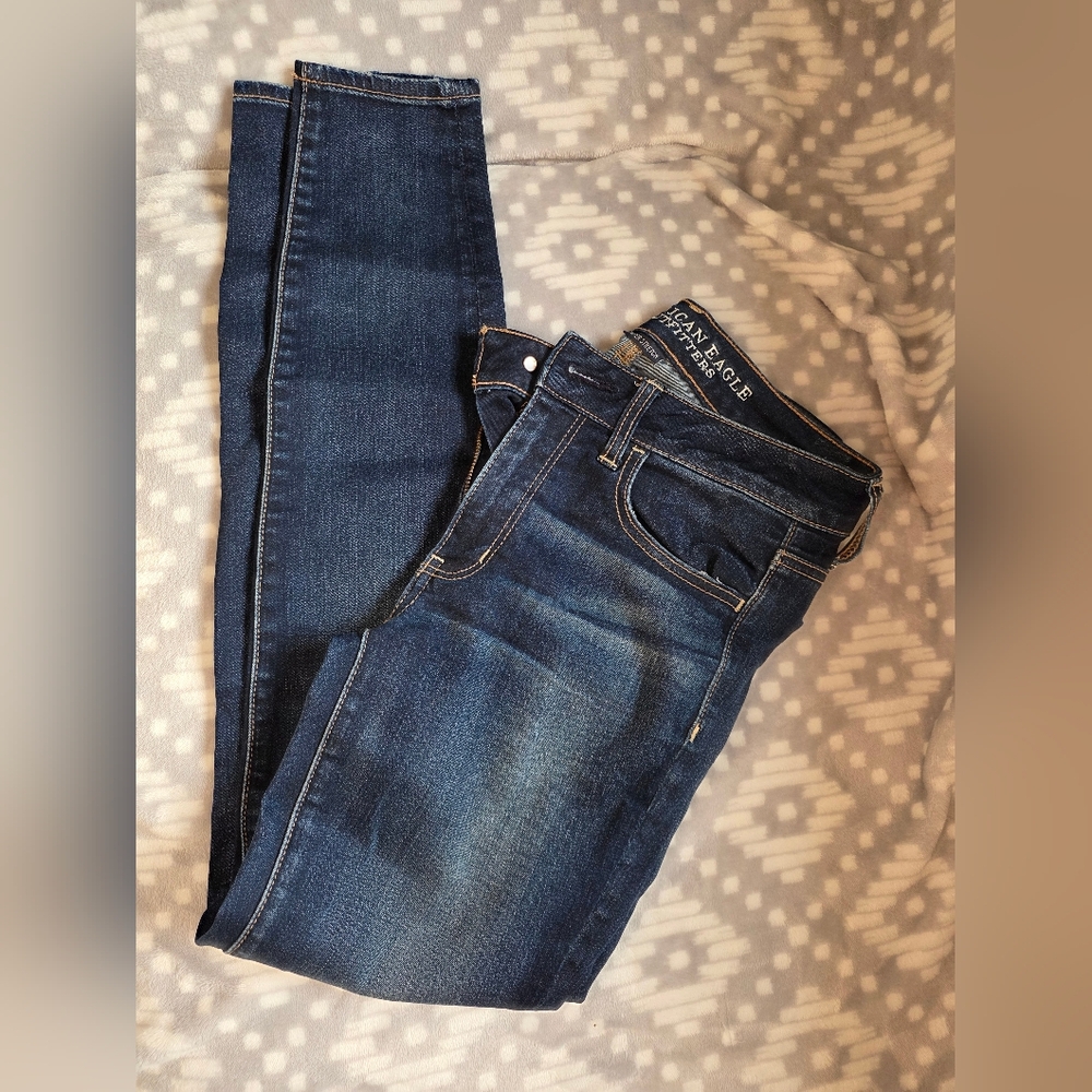 American Eagle Outfitters Women's Dark Blue AEO X Jegging Jeans